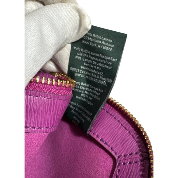 Ralph Lauren Purple Leather Cosmetic Bag W/Gold Zipper & Monogrammed RLL Logo - Picture 7 of 10